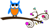 Blue Owl Colorful Branch 5 Clip Art