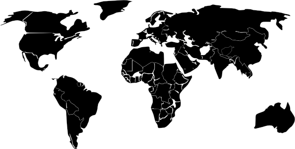 Black And White World Map Outline. Black White Outline World Map