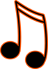 16th Notes Black W/ Orange Outline Clip Art