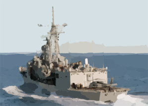 The Guided Missile Frigate Uss Ingraham (ffg 61) Sails Away After Completing A Replenishment At Sea (ras). Clip Art