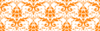 Damask Orange On White Clip Art