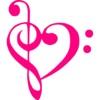 Pink Treble Bass Clef Heart Clip Art
