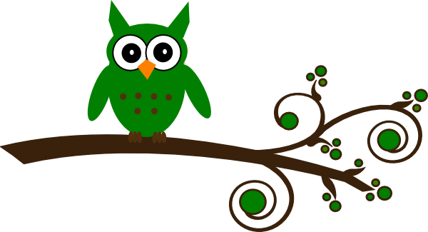 Green Owl On Branch Clip Art at  - vector clip art online, royalty  free & public domain
