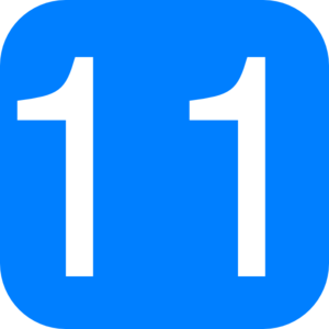 Blue, Rounded, Square With Number 11 Clip Art