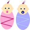 Boy Girl Twin Infants Clip Art