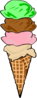4 Scoop Ice-cream Cone Clip Art