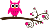 Pink Owl On Branch Clip Art