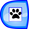 Blue Stop Button With Paws Clip Art