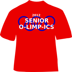 Red Senior O-limp-ics T Shirt - Bold Letteriing Clip Art