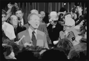 [president Jimmy Carter At A Press Conference, Surrounded By Journalists] Clip Art