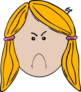 Lady Face (angry) clip art - vector clip art 