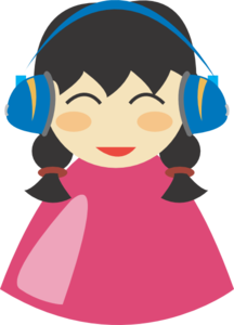 Girl With Headphone Clip Art