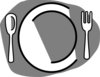 Grey Plate Setting Clip Art