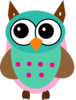 Aqua & Pink Owl Clip Art