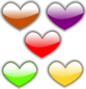 Hearts-multi-colored-glossy Clip Art