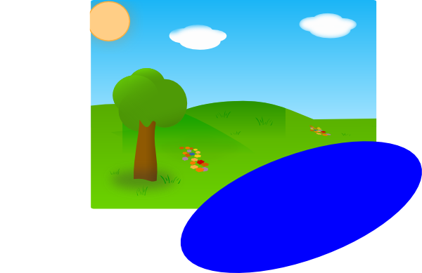 clip art sunny day. Sunny Day, With Lake (just