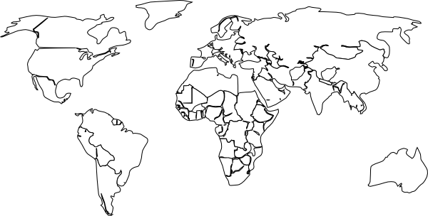 world map outline black. Black White Outline World Map