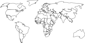 Black  White World  on Black White Outline World Map No Background Clip Art   Vector Clip Art