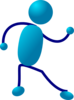 Blue Stickman Walk Clip Art