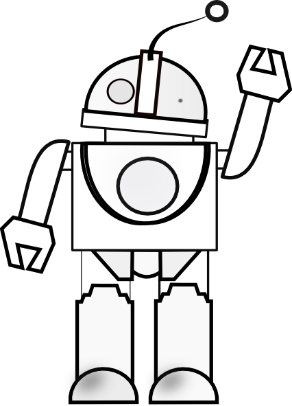 robot clipart black and white