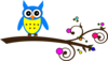 Blue Owl Colorful Branch 2 Clip Art