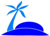 Blue Palm Tree Beach W/sun Clip Art