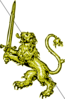 Gold Lion With Sword Banner Edit Clip Art