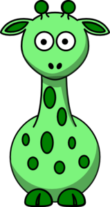 Green Giraffe With 12 Dots Clip Art