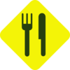 Yellow And Green Knife And Fork Diagonal Clip Art