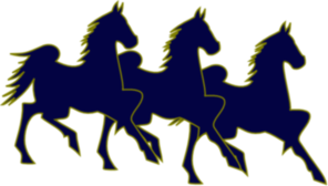 Three Horses Blue And Tan Clip Art