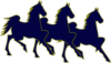 Three Horses Blue And Tan Clip Art