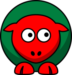 Sheep Red Green Toned Looking Right Clip Art