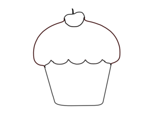 Cup Cake Outline Clip Art