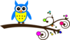 Blue Owl Colorful Branch 1 Clip Art
