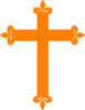 Fleur De Lis Cross - Orange Clip Art