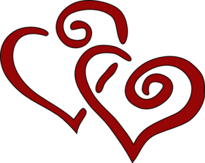 Red Swirly Hearts Clip Art
