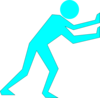 Man Pushing Turpquoise Clip Art