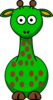 Green Giraffe With 19 Dots- Fixed Nose Clip Art