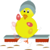 Easter Chick Kicking Eggs Clip Art