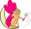 Pink Fairy On Moon Clip Art