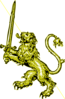 Gold Lion With Sword Banner Edit Clip Art