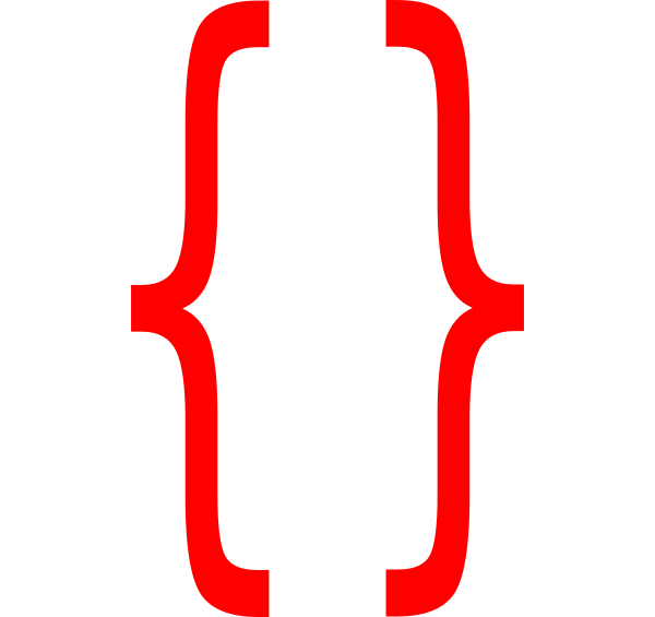 Red Curley Brackets Clip Art at  - vector clip art online, royalty  free & public domain