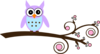 Lilac Owl On Branch Clip Art