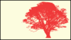 Tree, Red Silhouette, Cream Background Clip Art