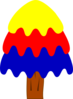 3 Layer Blue, Red, Yellow Tree Clip Art