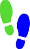 Shoe Print Blue Green Clip Art