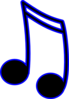 16th Notes Black W/ Blue Outline Clip Art