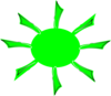 Green Radiating Sun Clip Art