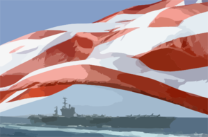 The Uss Nimitz (cvn 68) Steams Alongside The Princeton As The American Flag Waves Proudly In The Wind. Clip Art