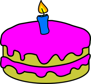 Birthday Cake One Candle Clip Art
